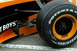 Images Dated 11th July 2002: Formula One Testing: Arrows testing with sensor behind the front wheel