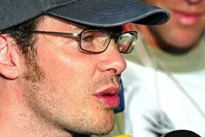 Images Dated 15th September 2004: Formula One Testing: Jacques Villeneuve Renault is interviewed by the media