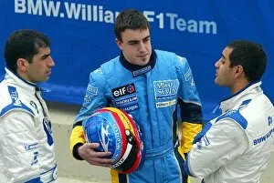 Images Dated 12th February 2003: Formula One Testing: L to R: Marc Gene Williams BMW, Fernando Alonso Renault