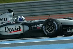 Images Dated 10th April 2003: Formula One Testing: Still no new car yet, David Coulthard continues testing the McLaren Mercedes