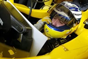 Images Dated 17th February 2004: Formula One Testing: Nick Heidfeld Jordan Ford checks his data