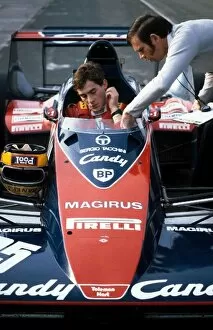 Images Dated 25th February 2002: Formula One World Championship: Ayrton Senna prepares to test the Toleman TG183B for the first time