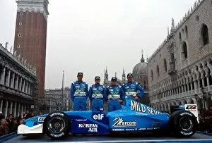 Images Dated 1st November 2001: Formula One World Championship: The Benetton B201 is launched at St Marks Square in picturesque