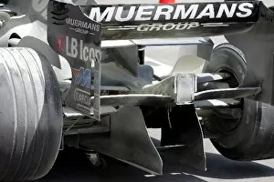 Formula One World Championship: Fire extinguisher foam on the car of Robert Doornbos Minardi after the rear brakes