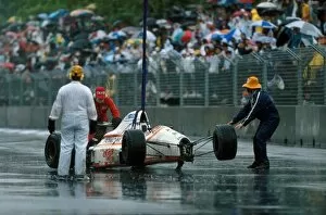 Images Dated 15th April 2003: Formula One World Championship: Piercarlo Ghinzanis Osella FA1-M89 is removed after a shunt with