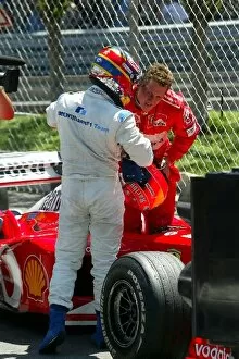 Formula One World Championship: Pole sitter Juan Pablo Montoya BMW Williams and Michael Schumacher Ferrari