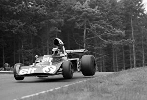 Victor Gallery: Formula One World Championship: Race winner Jackie Stewart Tyrrell 006 leaves the air on a jump a