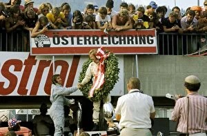 Images Dated 14th February 2003: Formula One World Championship: Race winner Ronnie Peterson Lotus is congratulated on the podium