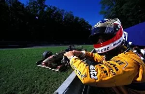 Formula One World Championship: Rubens Barrichello parked his Jordan Peugeot 196 during practice