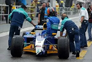 Images Dated 14th June 2003: Formula One World Championship: The Sauber Petronas C22 of Heinz-Harald Frentzen is recovered to