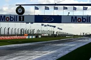 General Testing: A light snowfall covers the Donington start/finish straight