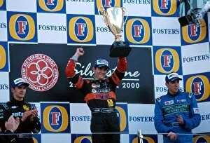Images Dated 18th July 2001: International Formula 3000 Championship: The podium: Darren Manning second; Justin Webber winner;