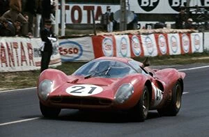 France Collection: Le Mans 24 Hours Race: Ludocivo Scarfiotti with Mike Parkes Ferrari 330 P4 Coupe finished the race