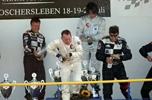 Images Dated 20th July 2003: Podium, Jan Lammers (NED), Racing for Holland, giving Andy Wallace (GBR)