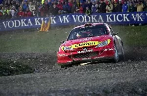 Images Dated 12th November 2003: World Rally Championship: Gilles Panizzi / Herve Panizzi Peugeot 206 WRC kicks up some sparks