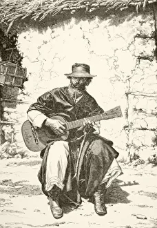 A 19Th Century Argentinian Gaucho, Or Cowboy. From A 19Th Century Illustration A 19Th Century Argentinian Gaucho, Or Cowboy. From A 19Th Century Illustration