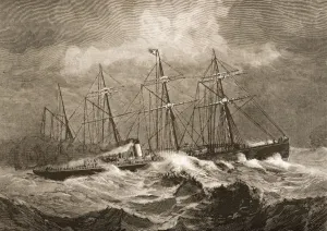 The 3867 Tons Steamship Celtic Crossing The Atlantic In Winter In 1870's The 3867 Tons Steamship Celtic Crossing The Atlantic In Winter In 1870's