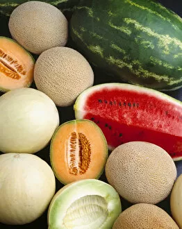 Images Dated 15th April 1996: Agriculture - Mixed Melons, Watermelon, Cantaloupe And Honeydew