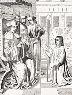 Amende Honorable Of Jacques Coeur Before Charles Vii. Copy Of 15Th Century Miniature In The Chroniques Of Monstrelet Amende Honorable Of Jacques Coeur Before Charles Vii. Copy Of 15Th Century Miniature In The Chroniques Of Monstrelet