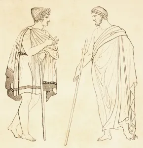 Ancient Athenians Exchanging Philosophical Ideas. From El Mundo Ilustrado Ancient Athenians Exchanging Philosophical Ideas. From El Mundo Ilustrado