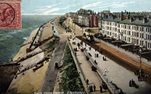 Archival color postcard, North Shore Parade, coastal resort, Blackpool, England, circa 1915 Archival color postcard, North Shore Parade, coastal resort, Blackpool, England, circa 1915
