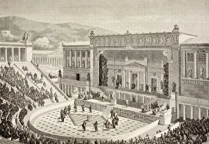 Artists Impression Of A Reconstructed Theatre Of Dionysus, On The Slopes Of The Acropolis Artists Impression Of A Reconstructed Theatre Of Dionysus, On The Slopes Of The Acropolis