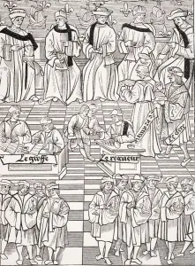 Assembly Of The Provostship Of The Merchants Of Paris. Copy Of Woodcut Published 1528 Assembly Of The Provostship Of The Merchants Of Paris. Copy Of Woodcut Published 1528