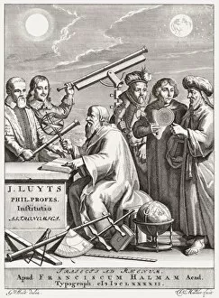 Six astronomers. A homage to astronomers throughout the ages. From left to right: Galileo Galilei, Johannes Hevelius