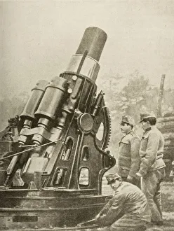 Austrian 12-Inch Siege Howitzer And Mount Weighing Over 28 Tons Manufactured By Skoda Fired 1000+ Pounds Shell Austrian 12-Inch Siege Howitzer And Mount Weighing Over 28 Tons Manufactured By Skoda Fired 1000+ Pounds Shell