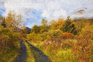 Autumn Scenic Oil Painting Along Chiniak Highway; Kodiak, Alaska, United States Of America Autumn Scenic Oil Painting Along Chiniak Highway; Kodiak, Alaska, United States Of America