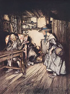 She Begged Quite Prettily To Be Allowed To Spend The Night There. Illustration By Arthur Rackham From Grimm' She Begged Quite Prettily To Be Allowed To Spend The Night There. Illustration By Arthur Rackham From Grimm'