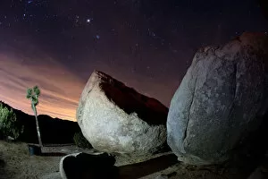Volcanic Rocks Gallery: Big boulders and split rocks in front of the night sky, Joshua Tree National Park, California, USA