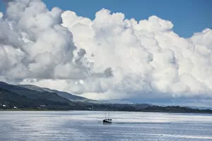 Images Dated 3rd August 2014: Billowing Cloud And A Boat In The Ocean Off The Coast; Isle Of Mull, Argyll And Bute, Scotland