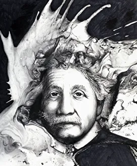 Black And White Illustration Of A Man With An Abstract Background With Splashes Black And White Illustration Of A Man With An Abstract Background With Splashes