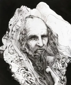 Black And White Illustration Of A Man With Long Hair And A Long Beard And Mustache Surrounded By Images Of Other Male Black And White Illustration Of A Man With Long Hair And A Long Beard And Mustache Surrounded By Images Of Other Male