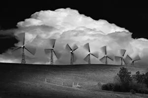 Images Dated 14th August 2002: Black And White Of Wind Generators With Cloud In Background
