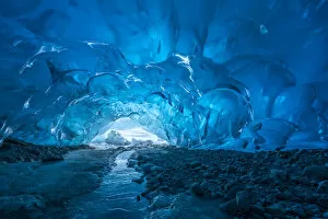 America Collection: Blue glacial ice inside an ice cave, Tongass National Forest, Alaska, USA