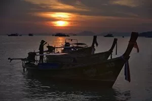 Images Dated 1st December 2006: Boats At Sunset, Krabi, Thailand