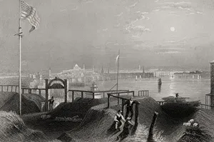 Boston Massachusetts Usa From The Dorchester Heights In The 19Th Century Engraved Boston Massachusetts Usa From The Dorchester Heights In The 19Th Century Engraved