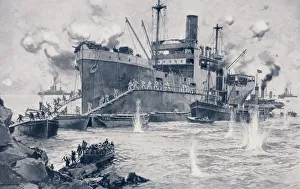 British Troops Landing From The 2000 Ton Collier River Clyde At Seddul Bahr Gallipoli Turkey April 25Th 1915 British Troops Landing From The 2000 Ton Collier River Clyde At Seddul Bahr Gallipoli Turkey April 25Th 1915