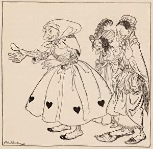 In Came The Three Women Dressed In The Stangest Fashion. Illustration By Arthur Rackham From Grimm's Fairy Tale