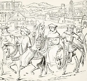 The Canterbury Pilgrims Leave Canterbury. Scene From The Canterbury Tales By Geoffrey The Canterbury Pilgrims Leave Canterbury. Scene From The Canterbury Tales By Geoffrey