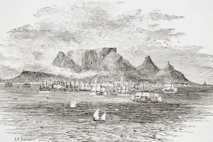 Cape Town South Africa From Table Bay Engraved By G Sargant From The Gallery Of Geography Published London Circa 1872 Cape Town South Africa From Table Bay Engraved By G Sargant From The Gallery Of Geography Published London Circa 1872