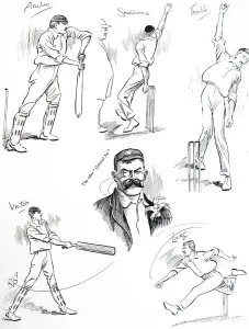 Cartoon depicting an impression of the Fifth Test Match, 20th century Cartoon depicting an impression of the Fifth Test Match, 20th century