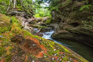 Cascading stream over rock in a forest; Saint John, New Brunswick, Canada Cascading stream over rock in a forest; Saint John, New Brunswick, Canada