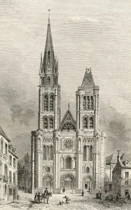 The Cathedral Of St. Denis, With The North Tower Before Its Demolition, Paris, France, In The 19Th Century The Cathedral Of St. Denis, With The North Tower Before Its Demolition, Paris, France, In The 19Th Century