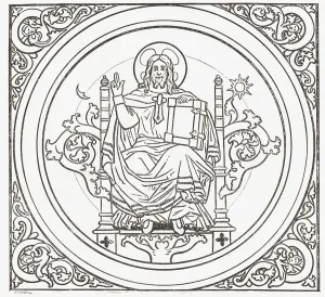 Detail Of Ceiling Mural Of Christ Pantocrator In St. Michaels Church, Hildesheim, Germany Detail Of Ceiling Mural Of Christ Pantocrator In St. Michaels Church, Hildesheim, Germany