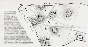 Cholera epidemic, New York City, 1832. Map highlighting hubs of infection and its spread Cholera epidemic, New York City, 1832. Map highlighting hubs of infection and its spread