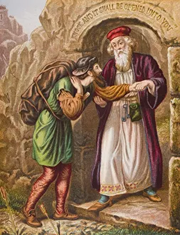 Christian's Arrival At The Wicket Gate. From The Book The Pilgrim's Progress By John Bunyan Christian's Arrival At The Wicket Gate. From The Book The Pilgrim's Progress By John Bunyan