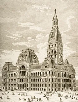 City Hall, Chicago, Illinois In 1870S. From American Pictures Drawn With Pen And Pencil By Rev Samuel Manning Circa City Hall, Chicago, Illinois In 1870S. From American Pictures Drawn With Pen And Pencil By Rev Samuel Manning Circa
